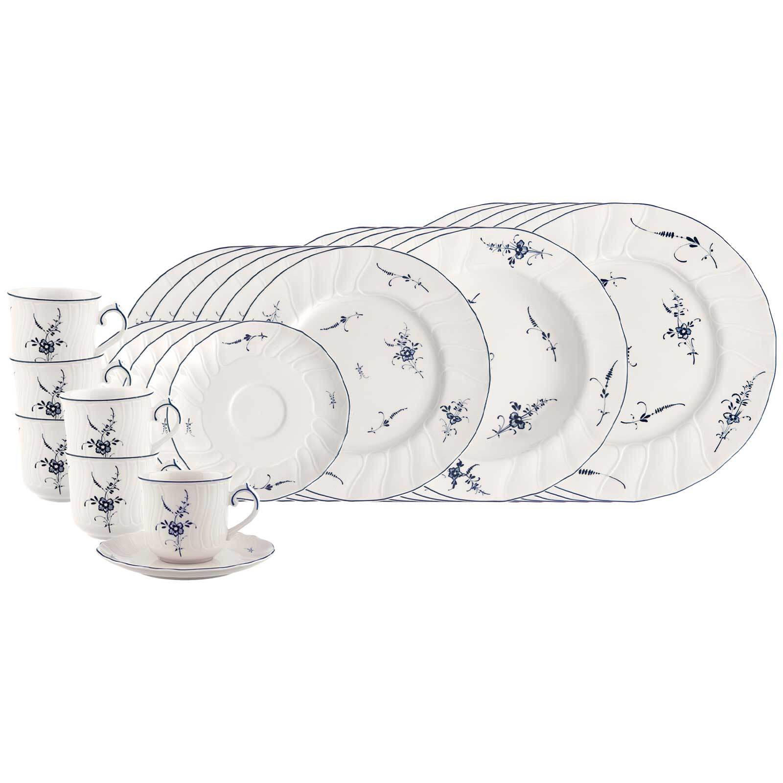 KOMBISERVICE Vieux Luxembourg weiß-blau 30er Set - Blau/Weiß, Keramik (2/2/2cm) - Villeroy & Boch