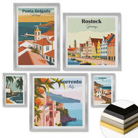 WANDBILDER 5er Set - 50x50 cm & 20x30 cm & 40x60 cm Silberner Rahmen - Tropische Strände und Palmen - Silberfarben, Kunststoff (40/60cm) - ArtPrintCave