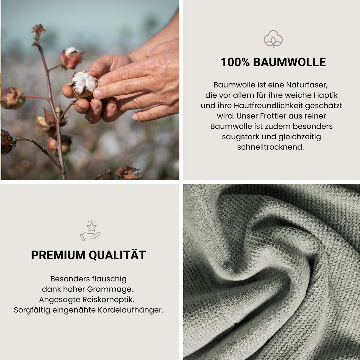 DUSCHTUCHSET Turin - 2-teilig - 70 x 140 cm - Grau - Grau, Textil (70/140cm) - SCHIESSER