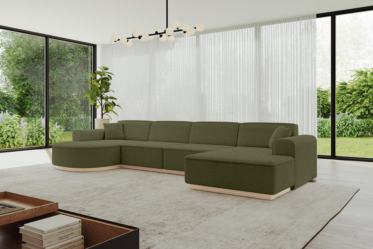 WOHNLANDSCHAFT ARRIO-U2 303x171x83 cm Olivgrün - Olivgrün, Holzwerkstoff/Textil (388/83/171cm) - ALTDECOR