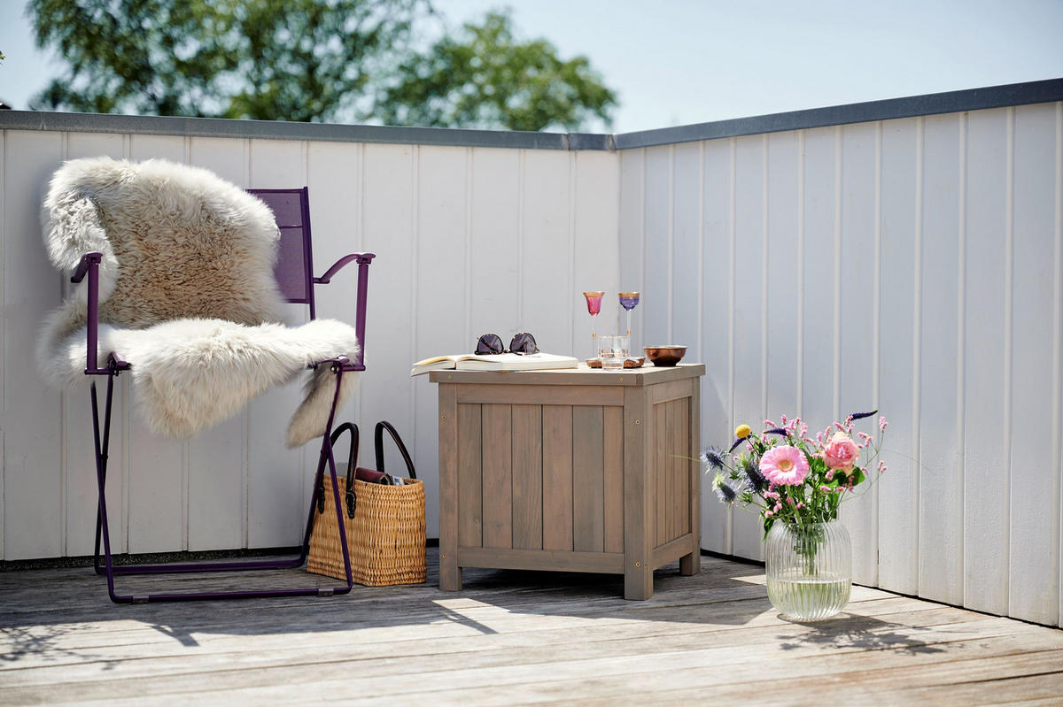 GARTENBOX HILLE mit Klappdeckel 45*45*45 cm - Grau, Holz (45/45/45cm) - butenkist