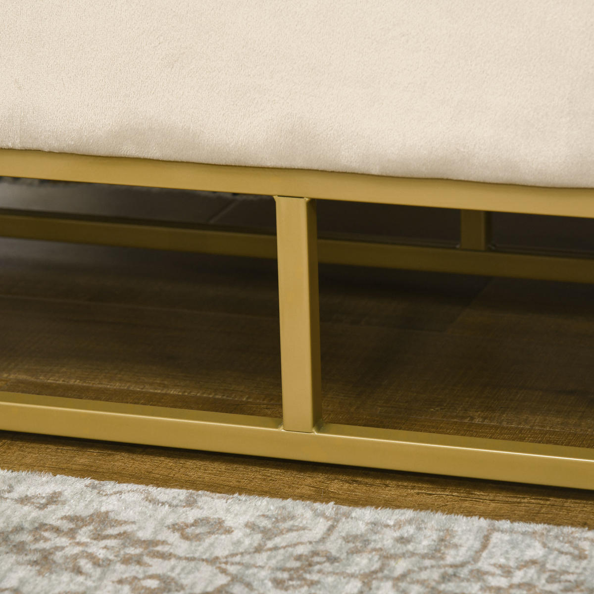 SITZBANK, Polsterbank, Bettbank, Beige - Beige, Kunststoff/Metall (44/49/110cm) - HOMCOM
