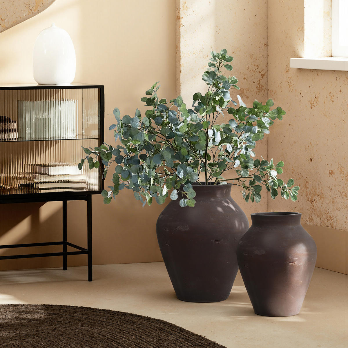 VASE Soma, 34 cm hoch - Dunkelbraun, Naturmaterialien (34cm) - Hometopia