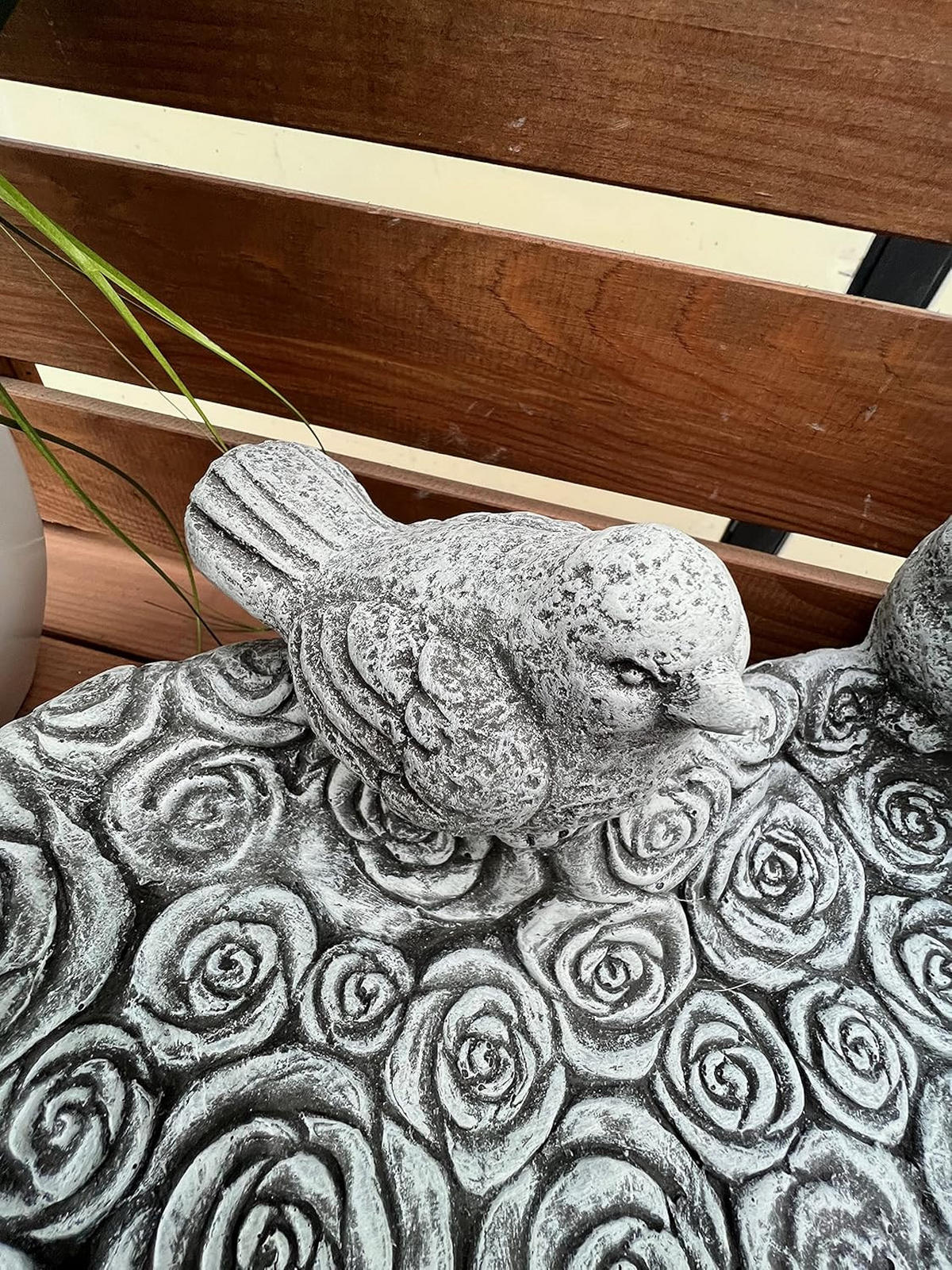 VOGELTRÄNKE XL mit Vögeln, frostfest, Steinguss - Grau, Stein (35/14/36cm) - stoneandstyle