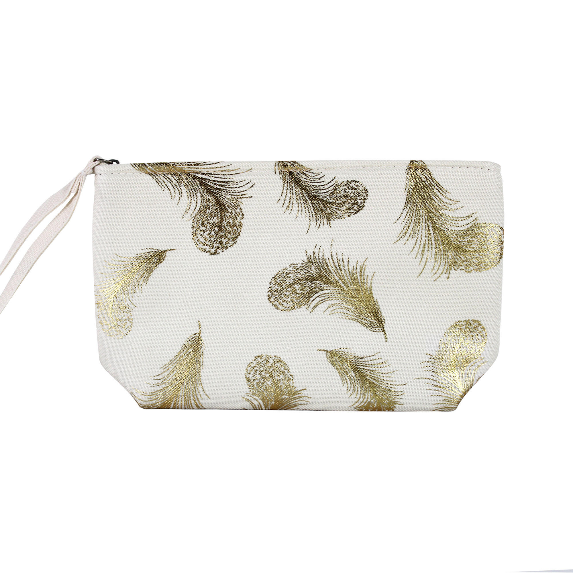 KULTURTASCHE Feder Motiv Creme - Creme, Textil (25/15/15cm) - TiborTex