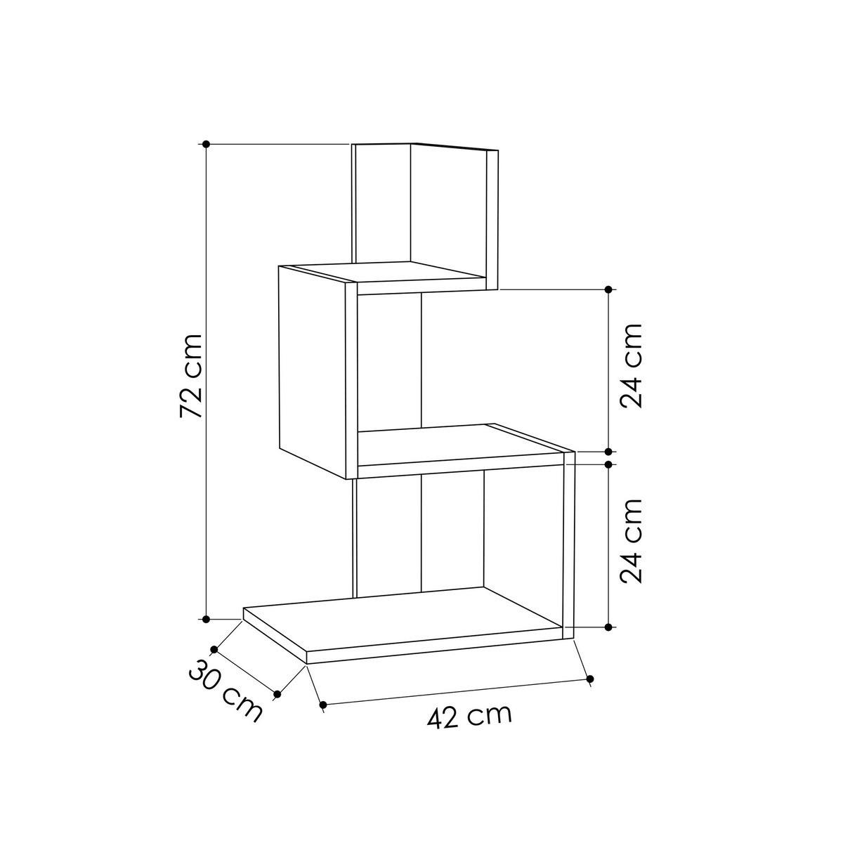 NACHTTISCH Weiß und Holzdekor Eiche L42 cm – ROSIE - Weiß, Holzwerkstoff (30/72/39cm) - Calicosy
