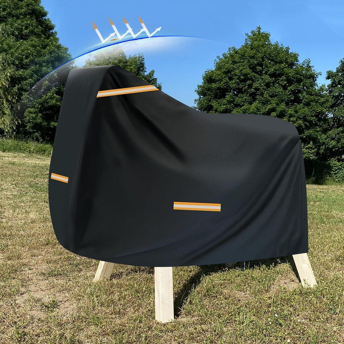 SCHUTZHÜLLE Holzpferd 140 x 130 x 100 cm Schwarz - Schwarz, Textil (1/3/2cm)