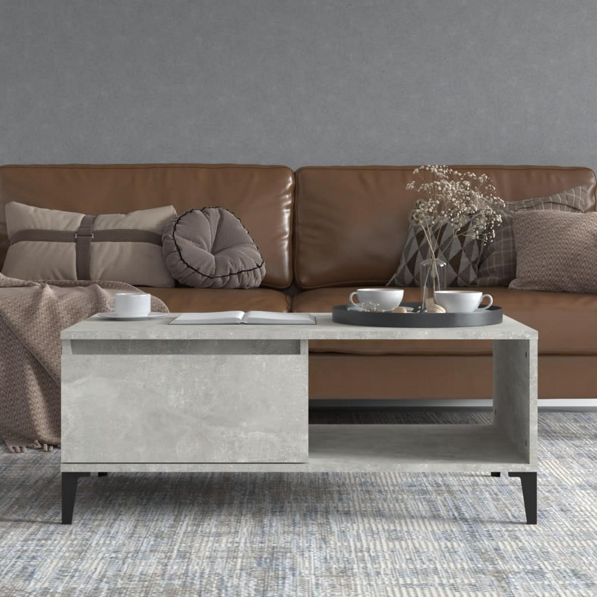 COUCHTISCH Betongrau 90x50x36,5 cm Holzwerkstoff - Grau, Holzwerkstoff (90/50/36.5cm) - furnicato