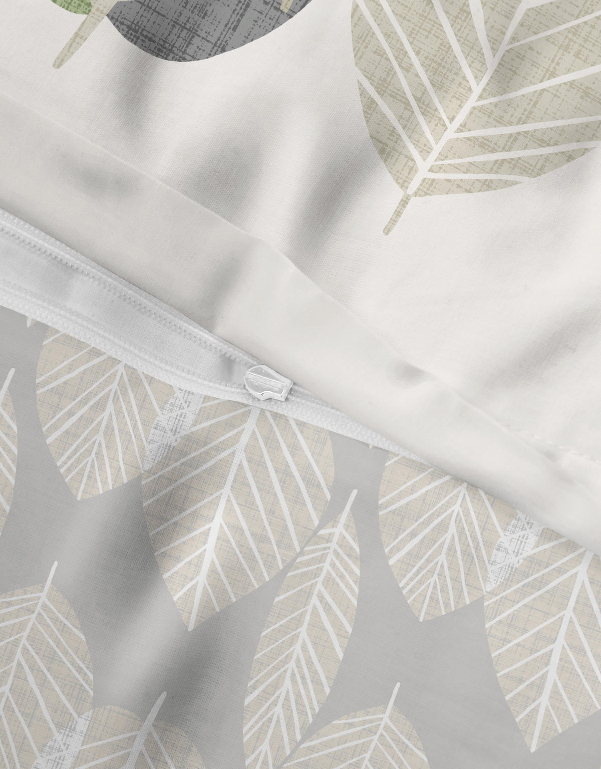 BETTWÄSCHE-GARNITUR Premium Biber Blätter Groß pistaziengrün, 135x200 cm + 80x80 cm - Hellgrün, Textil (135/200cm) - biberna