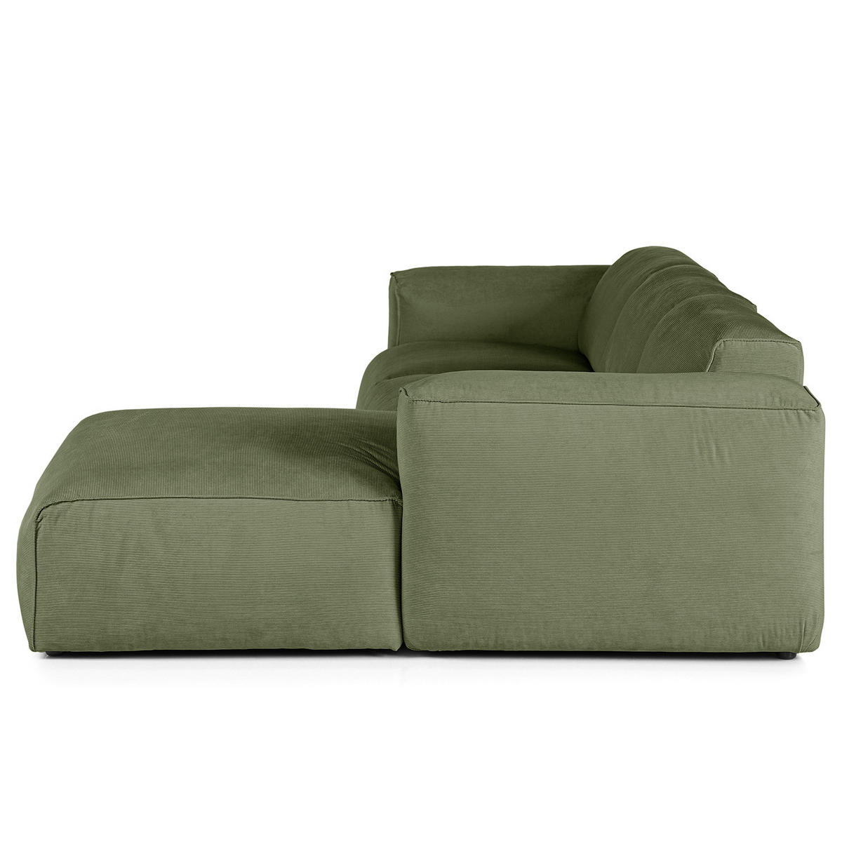 3-SITZER ECKSOFA mit Longchair - Dunkelgrün/Schwarz, Kunststoff/Textil (251/173cm) - home24