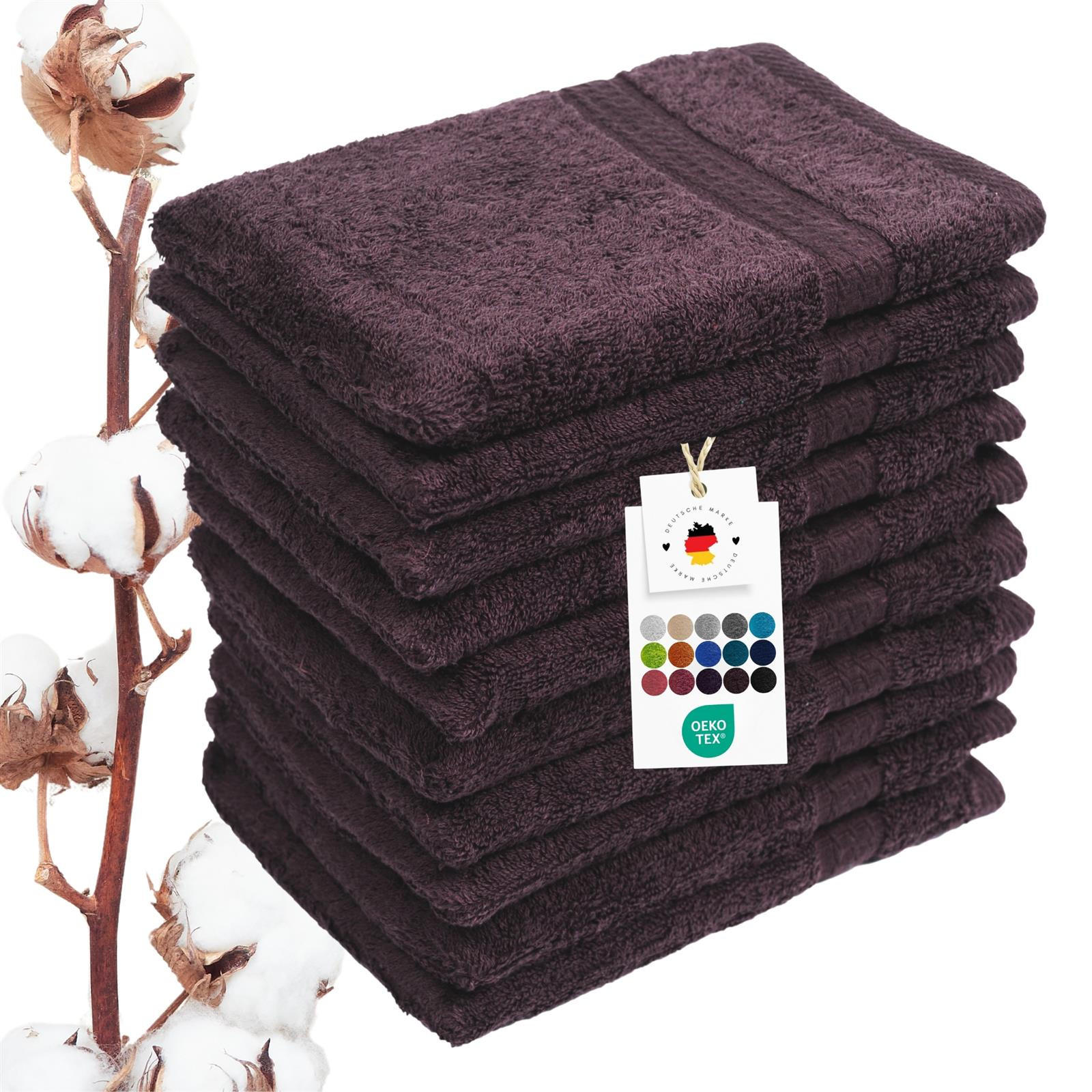 WASCHLAPPEN 16x21 cm aus 100% Baumwolle 500g/m2, 10er Set Waschhandschuhe Braun - Braun, Textil (16/21cm) - Carpe Sonno