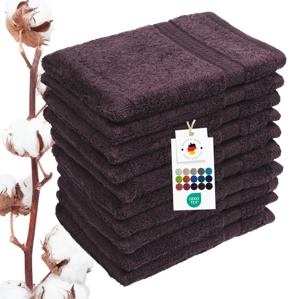 WASCHLAPPEN 16x21 cm aus 100% Baumwolle 500g/m2, 10er Set Waschhandschuhe Braun - Braun, Textil (16/21cm) - Carpe Sonno