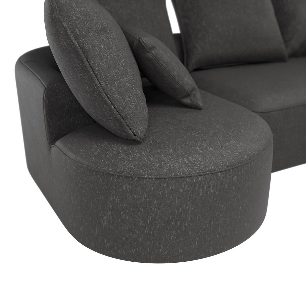 SOFA Tirano Samt Dunkelgrau mit Ottomane links - Dunkelgrau, Textil (102/300cm) - Juskys