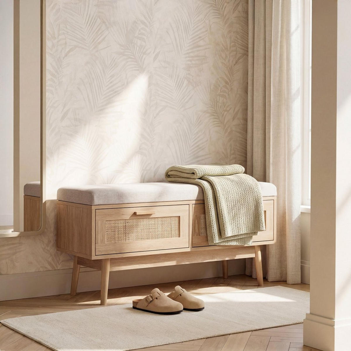 SITZBANK Tahiti Natürlich 100 cm x 50 cm - Naturfarben, Holzwerkstoff (100/50/38cm) - Klast Home