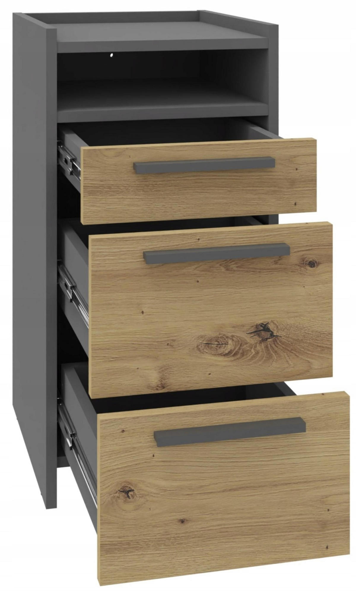KOMMODE ALTIVO 2SW1SNO Anthrazit-Artisan Eiche 36/35,6/70,4 cm - Anthrazit/Eiche Artisan, Holzwerkstoff (36/70.4/35.6cm) - Matkam Möbel