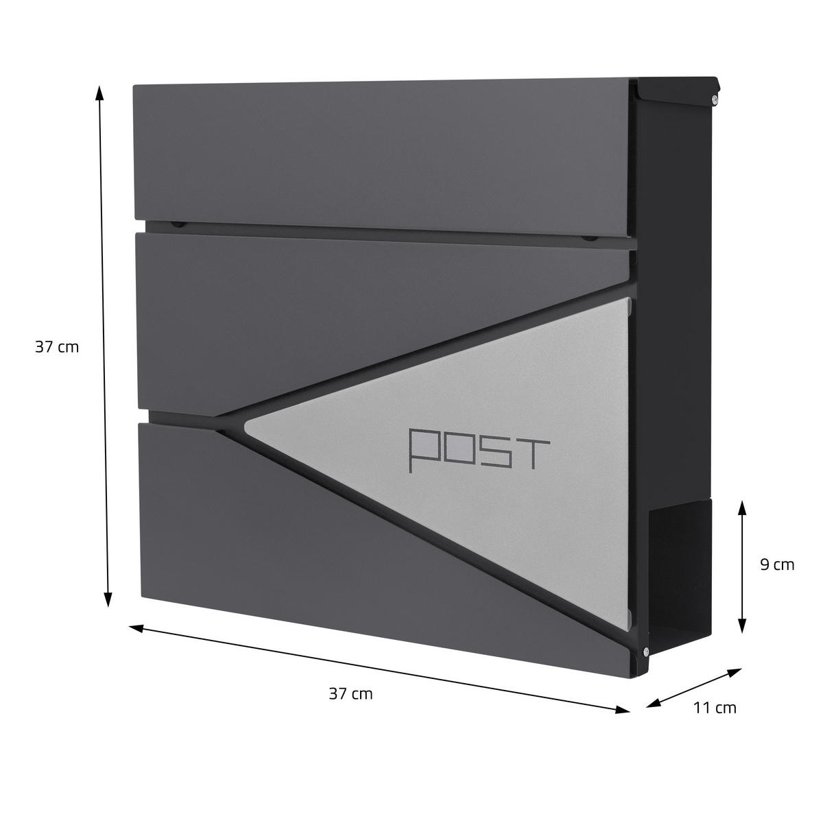 BRIEFKASTEN Anthrazit-Silber mit bepflanzbarem Ständer - Anthrazit, Metall (120cm) - ML-DESIGN