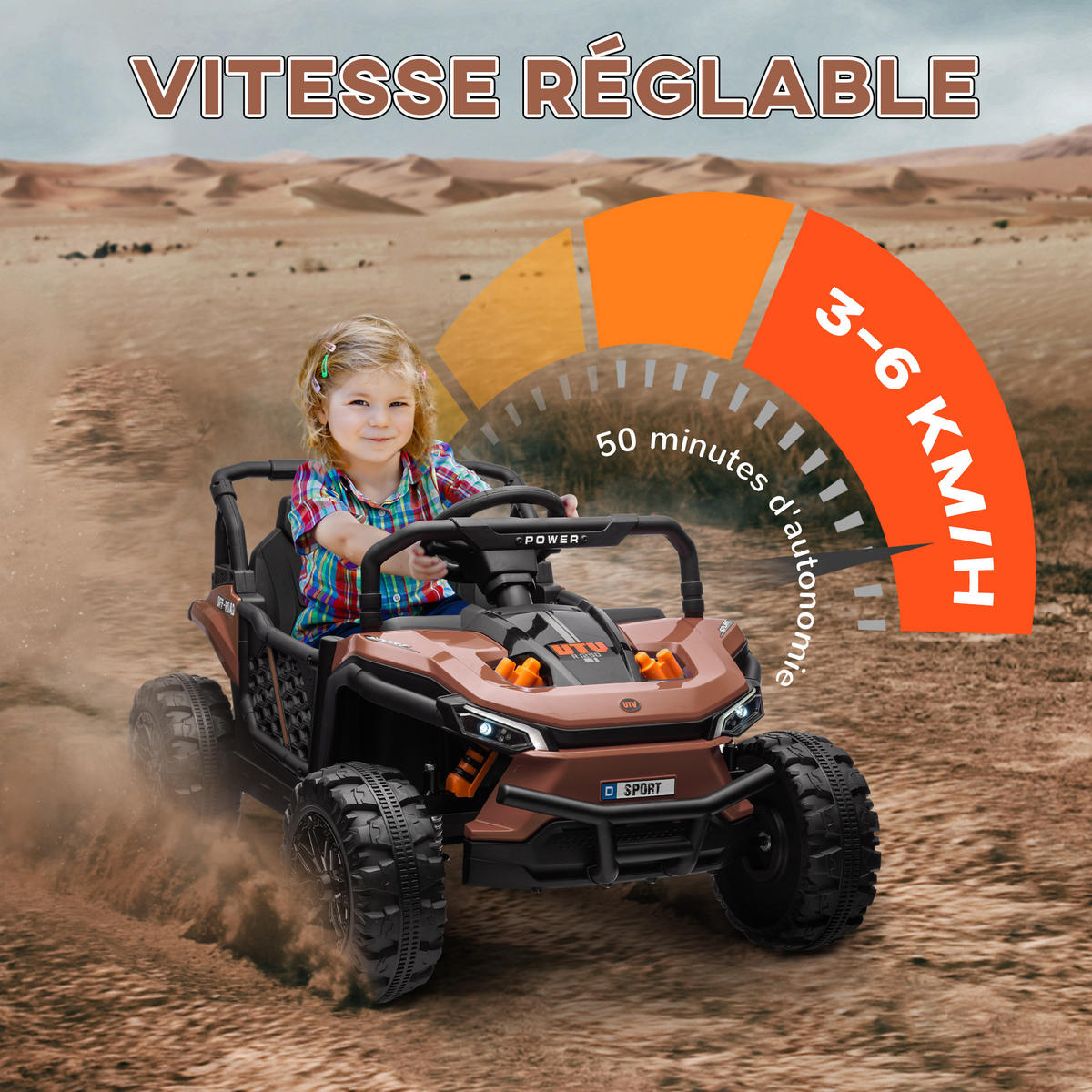 ELEKTRO-KINDERAUTO DE-13045 2,4G Fernbedienung Braun - Braun, Kunststoff (103/69/59cm) - ComfortXL