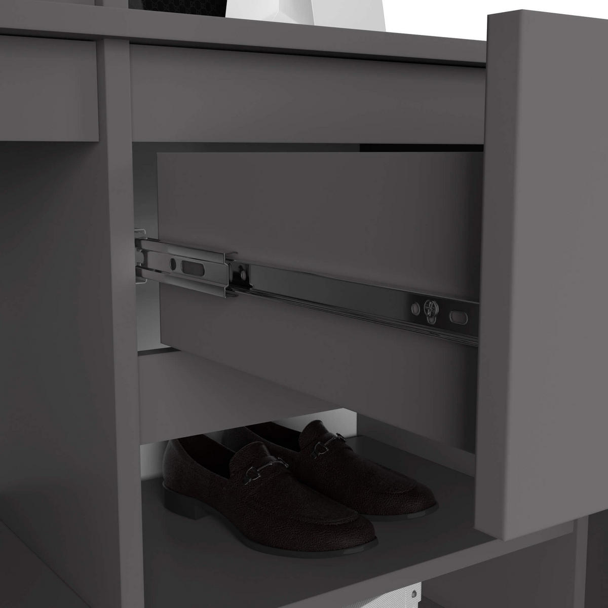 GARDEROBE Entro mit Spiegel, Graphitgrau, 95x183x35 cm - Graphitfarben, Holzwerkstoff (95/183/35cm) - Akord