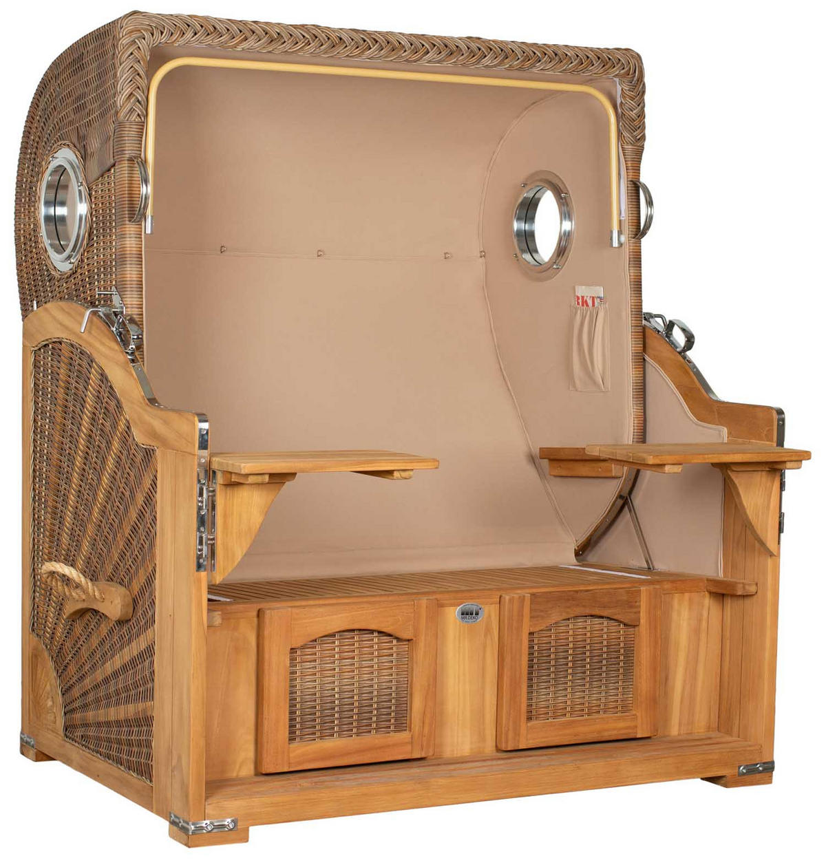 STRANDKORB XXL Düne Grande Teak Banana - Schwarz/Braun, Metall (142/170/95cm) - Mr. Deko