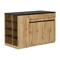 KÜCHENINSEL mit Stauraum - Schwarz & Naturfarben - MEILI - Schwarz, Holz (65/90/130cm) - Vente-Unique