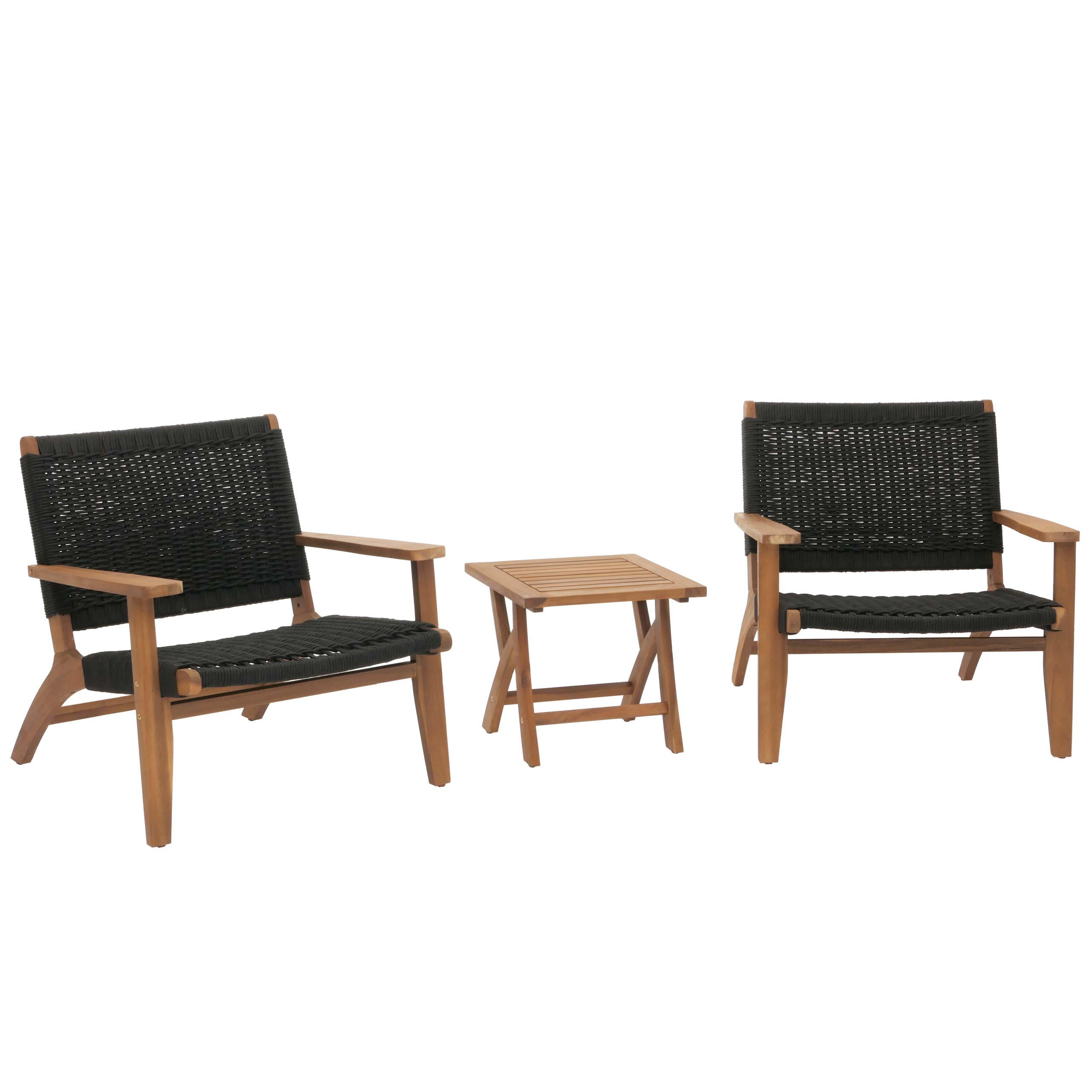 LOUNGE-GARTEN-GARNITUR Braun, Schwarz - Schwarz/Braun, Holz - MCW