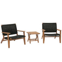 LOUNGE-GARTEN-GARNITUR Braun, Schwarz - Schwarz/Braun, Holz - MCW
