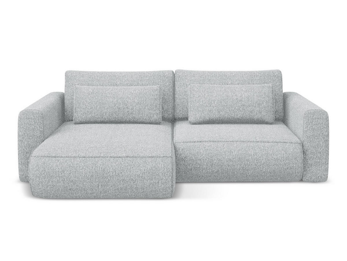ECKSOFA mit Schlaffunktion Strukturstoff Stoff Grau - Silberfarben/Schwarz, Kunststoff/Textil (149/240cm) - Makamii