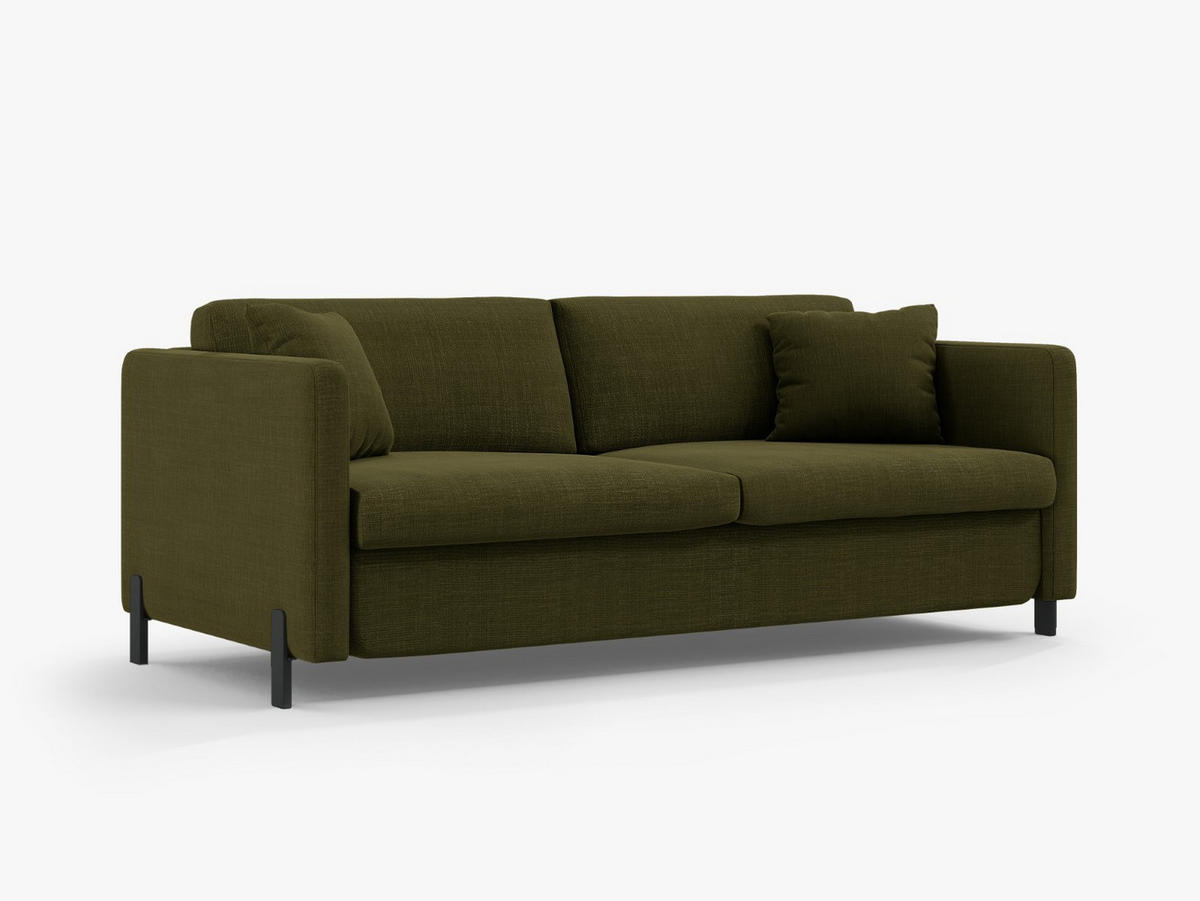 SOFA ausklappbar Gloria aus strukturiertem Stoff grün 3 Sitzplätze - Grün, Textil (102/80/202cm) - Micadoni