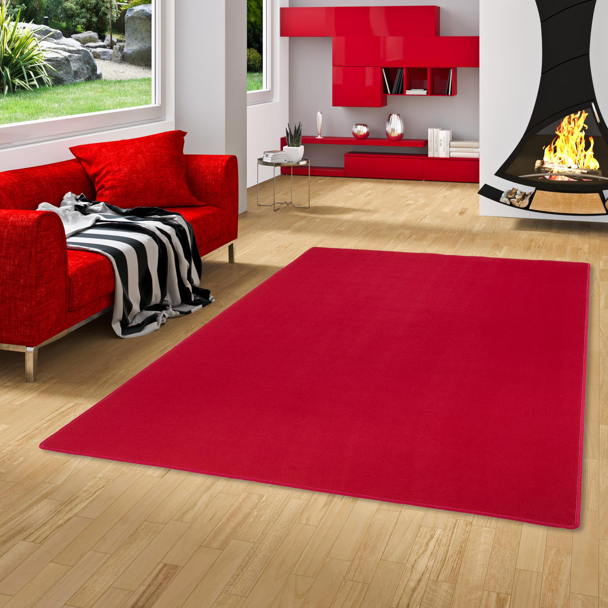 BASIC VELOURS TEPPICH CARLA - Weinrot, Textil (80/160cm) - Snapstyle