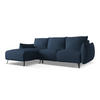 ECKSOFA mit Schlaffunktion Chenille Stoff Blau - Blau/Schwarz, Textil/Metall (162/242cm) - Makamii