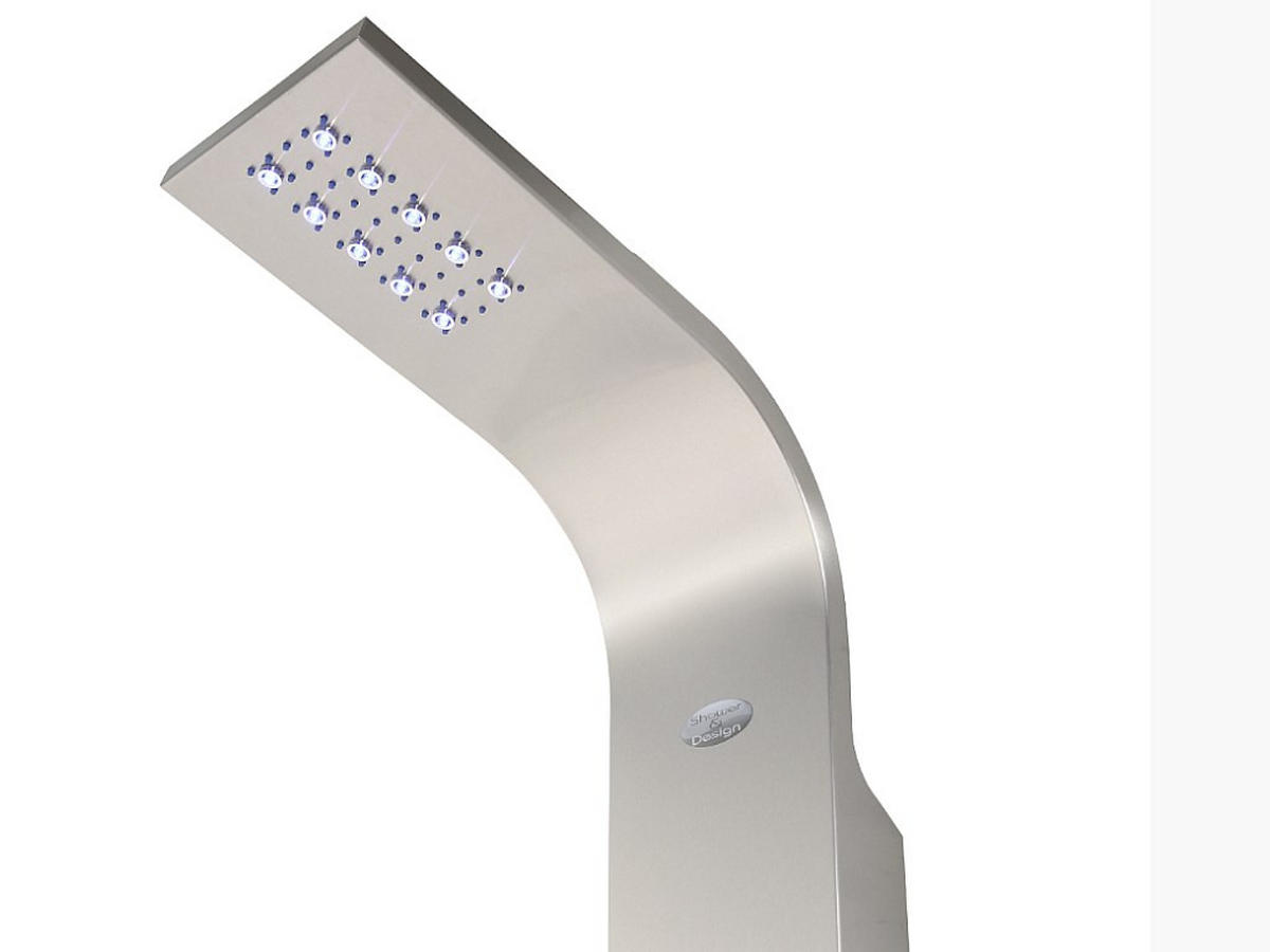 MASSAGE-DUSCHSÄULE mit LEDs - 20 x 165 cm - Silberfarben - FELICITA - Silberfarben, Metall (20/165/20cm) - Vente-Unique