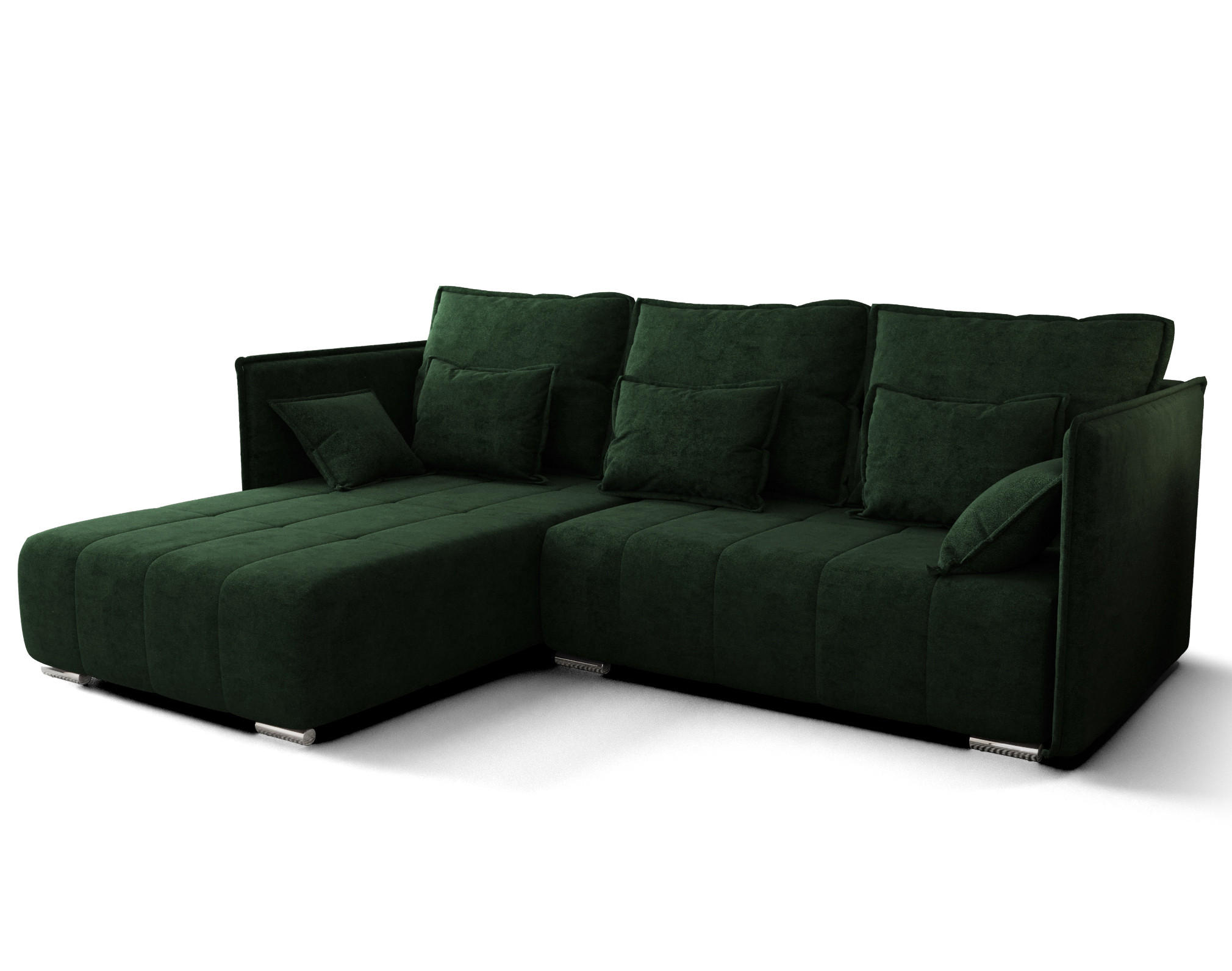 ECKSOFA L Form Florinna Grün 245/182/87 cm mit Schlaffunktion - Chromfarben/Grün, Textil/Metall (245/182cm) - AX Living