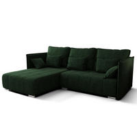 ECKSOFA L Form Florinna Grün 245/182/87 cm mit Schlaffunktion - Chromfarben/Grün, Textil/Metall (245/182cm) - AX Living