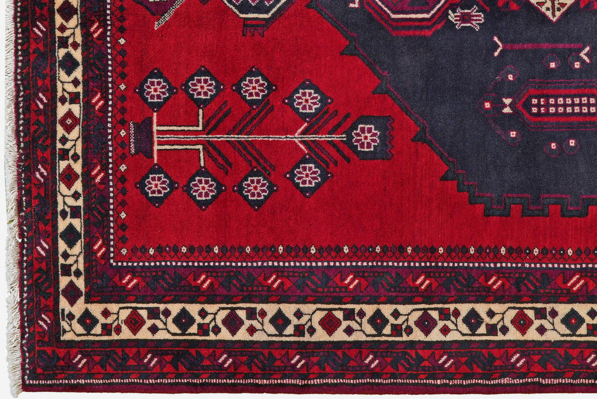 TEPPICH Afshar Rot 212/156 cm Schurwolle - Rot, Textil (156/212cm) - Looma