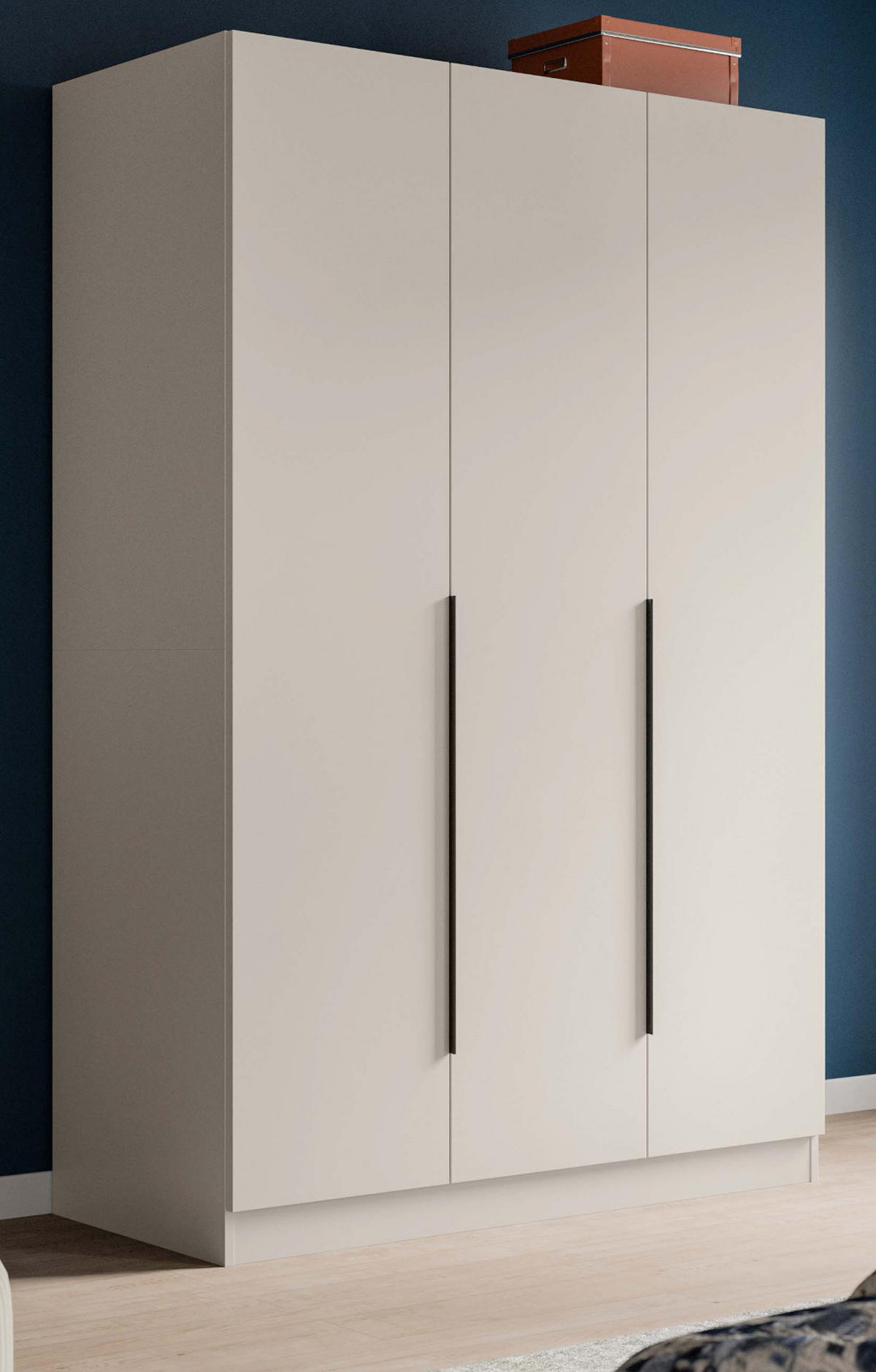 KLEIDERSCHRANK kaschmir 120 x 181 cm, Drehtürenschrank 3-türig - Kaschmir/Schwarz, Holzwerkstoff/Kunststoff (120/181/52cm) - Inn.Furn