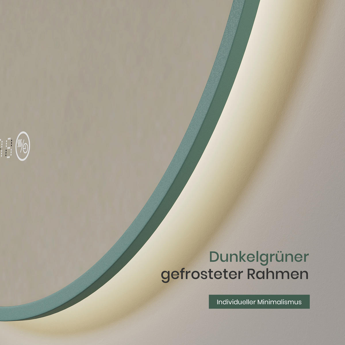 BADSPIEGEL mit Beleuchtung Grün ф60 cm - Grün, Glas (60/60/60cm) - EMKE