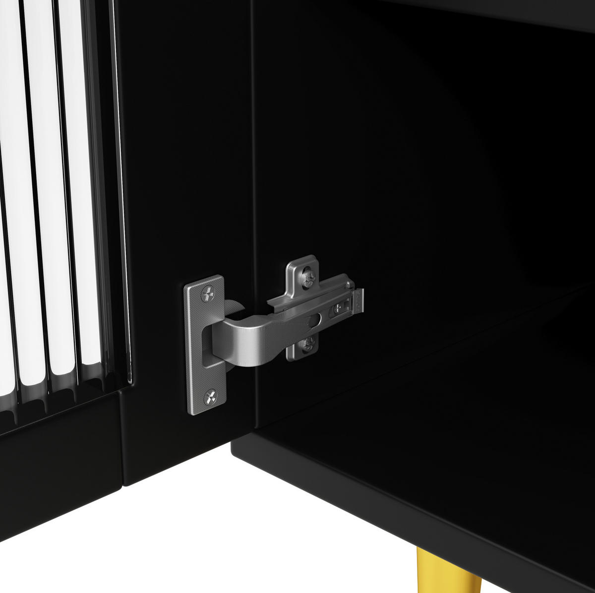 HOCHSCHRANK mit Glastüren und Weinregal 145 x 39 x 171 cm Schwarz - Schwarz, Holzwerkstoff (39/171/145cm) - Meubliv