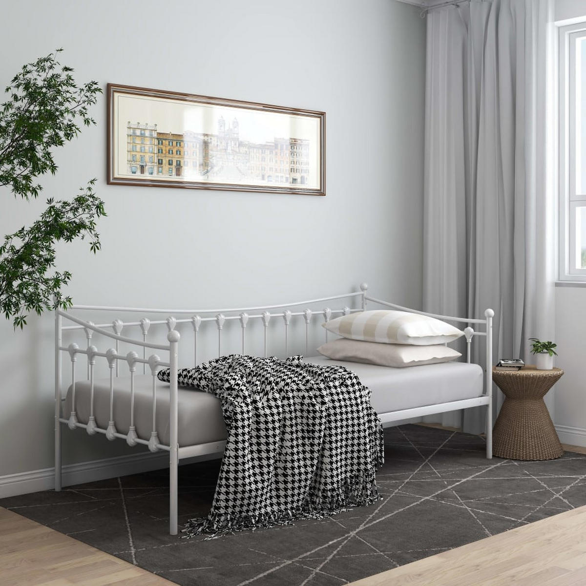 SCHLAFSOFA Bettgestell Weiß Metall 90x200 cm - Weiß, Metall (95/91.5/206cm) - furnicato