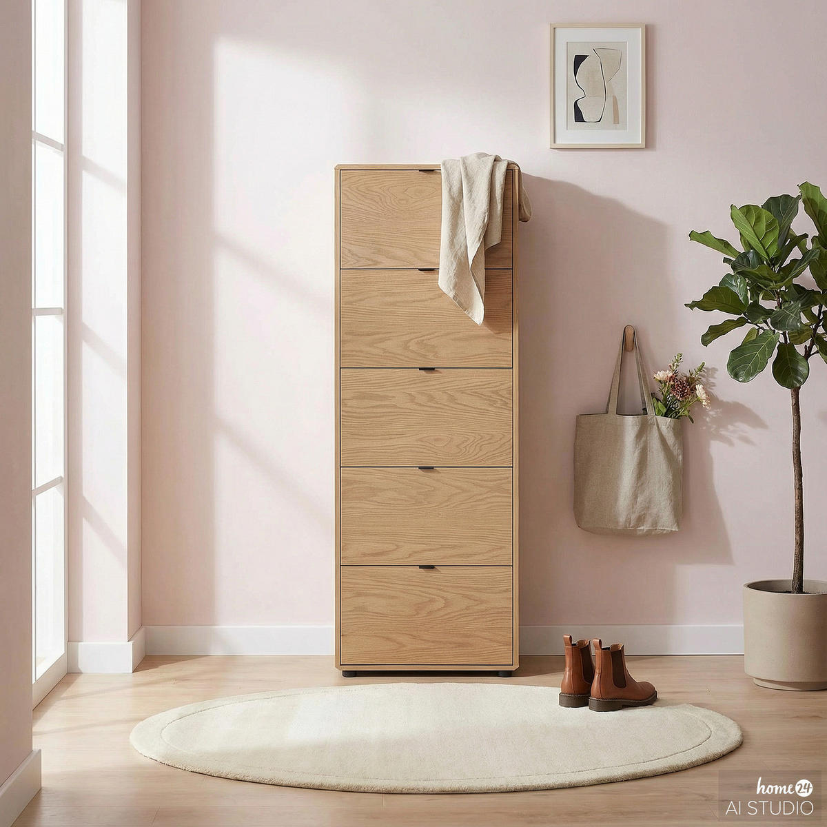 FURNIERTER SCHUHKIPPER - Eichefarben, Holzwerkstoff/Kunststoff (64/181/17cm) - home24