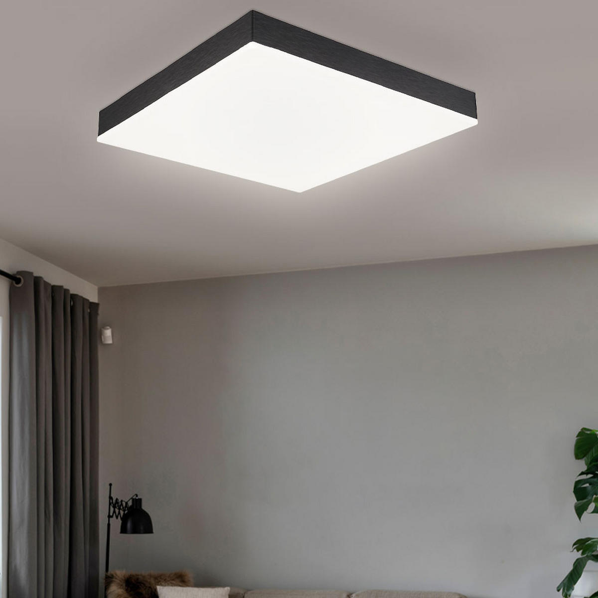 LED DECKENLEUCHTE Doro Metall Schwarz Weiß - Schwarz, Metall (30/30/6.5cm) - Globo Lighting