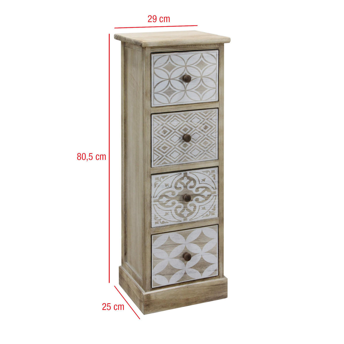 KOMMODE Hellbraun 25/29/81 cm - Hellbraun, Holz (25/81/29cm) - Mobili Rebecca