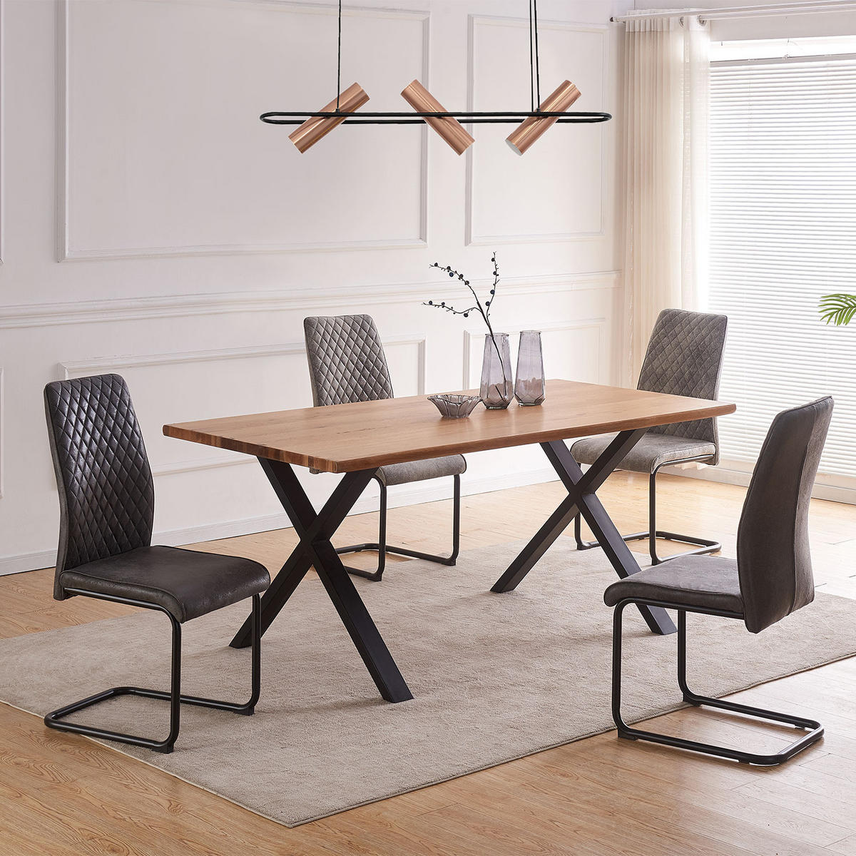 SCHWINGSTUHL THEO Anthrazit 4 Stück - Anthrazit, Textil/Metall (44/98/58cm) - B&D Home