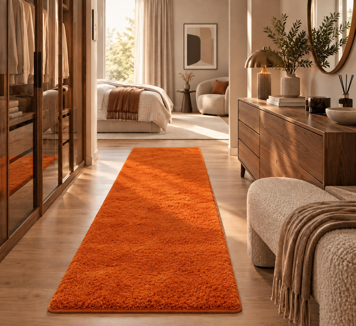 HOCHFLOR SHAGGY LÄUFER TEPPICH PALACE - Orange, Textil (100/400cm) - Snapstyle