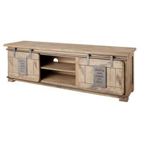 TV-BOARD Mango 160x45x50 whitewash lackiert RAILWAY #301 - Beige, Holz (160/50/45cm) - Massivmoebel24