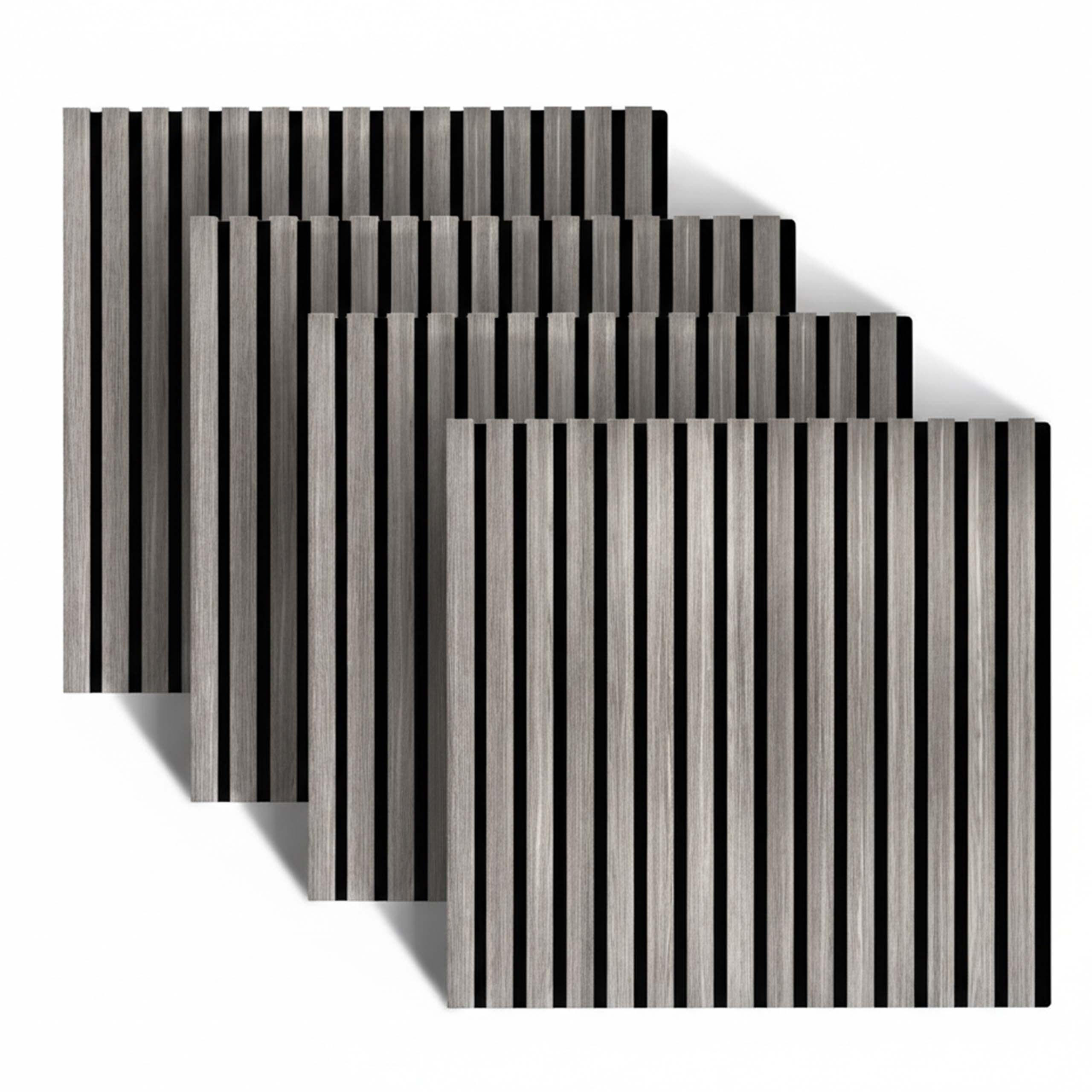 AKUSTIKPANEEL Eiche dunkelgrau 4er-Set 60x60 cm - Grau, Holz/Holzwerkstoff (60/60/1.8cm) - Relaxdays