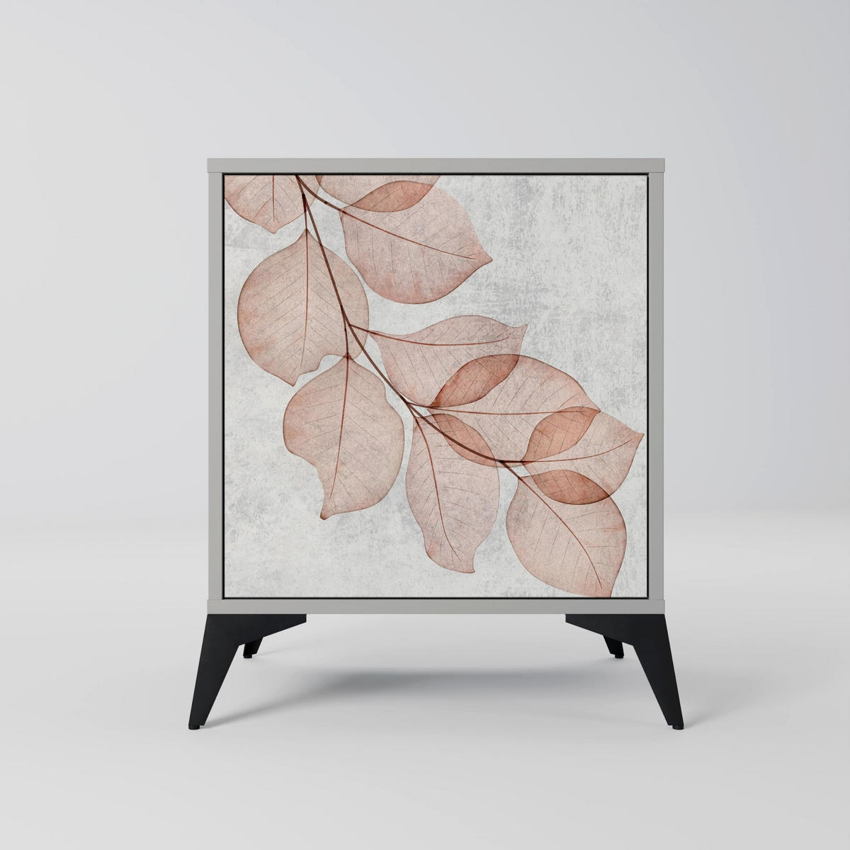 SIDEBOARD AUTUMN FRAGILITY, Grau, 57,5x42x75,5 cm, Goldfarbene Metallfüße - Goldfarben/Multicolor, Holzwerkstoff/Metall (57.5/75.5/42cm) - SpaceRebels