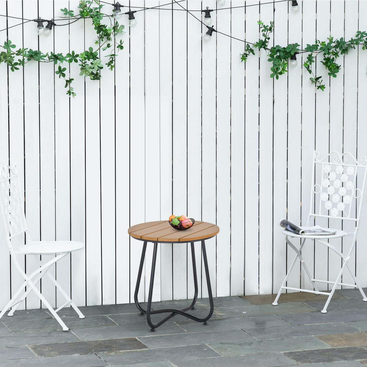 GARTENBEISTELLTISCH DE-14120 Lattenrost Braun - Braun, Metall (49/49/48cm) - ComfortXL