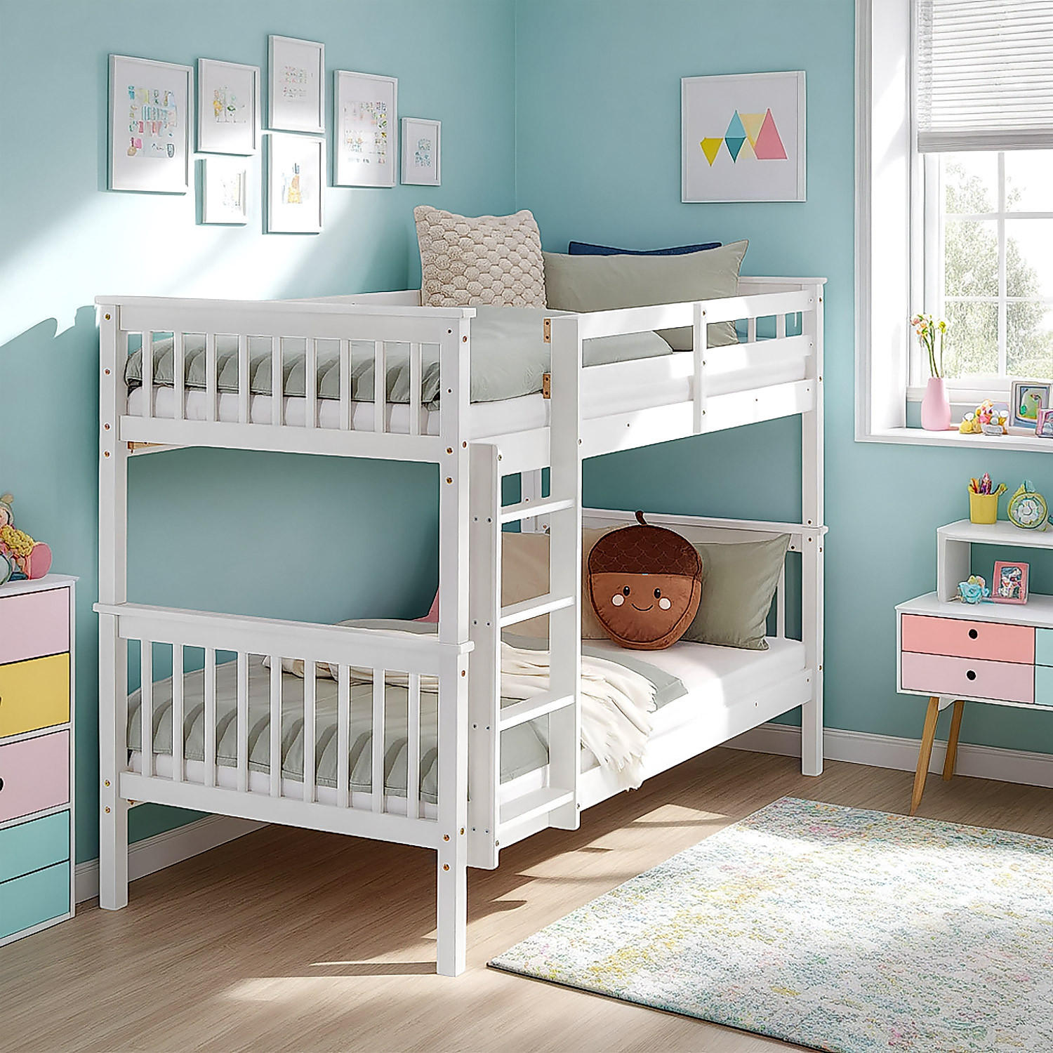 ETAGENBETT mit Matratzen 90/200 cm Weiß - Weiß, Holz (90/200cm) - Homestyle4u