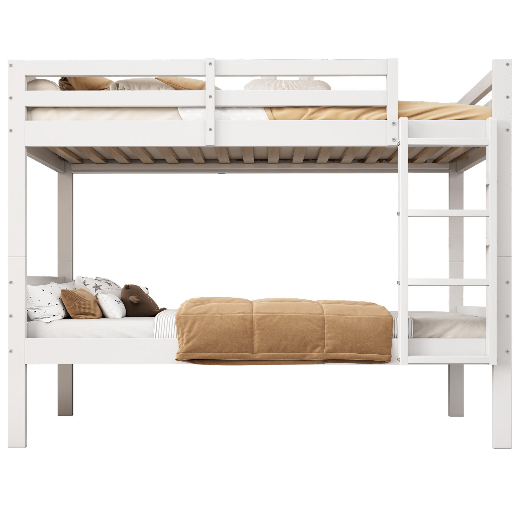 ETAGENBETT 90/200 cm aus Kiefer in Weiß, teilbar in 2 Einzelbetten - Weiß, Holzwerkstoff (90/200cm) - Flora Grace