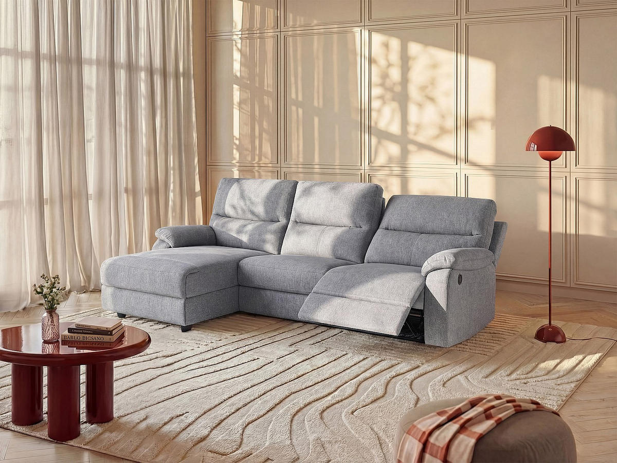 RELAXSOFA - 4 Personen - stoff - hellgrau Lunano - Hellgrau, Textil (234/98/170cm) - Vente-Unique